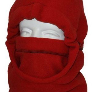Red Fleece Versatile Hood for skiing, snowblowing, snowboarding, truck…